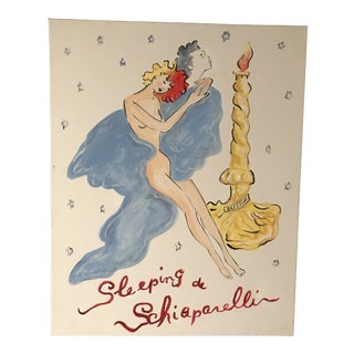 Contemporary "Sleeping De Schiaparelli Fragrance" Acrylic Painting After a 1940s Advertisement For Sale