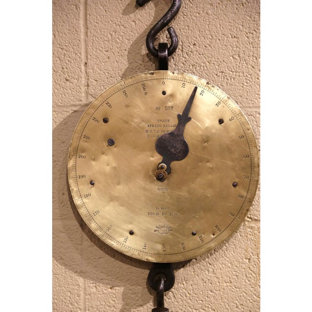 English Mid-19th Century English Brass and Iron Hanging Trade Spring Balance Scale For Sale - Image 3 of 13