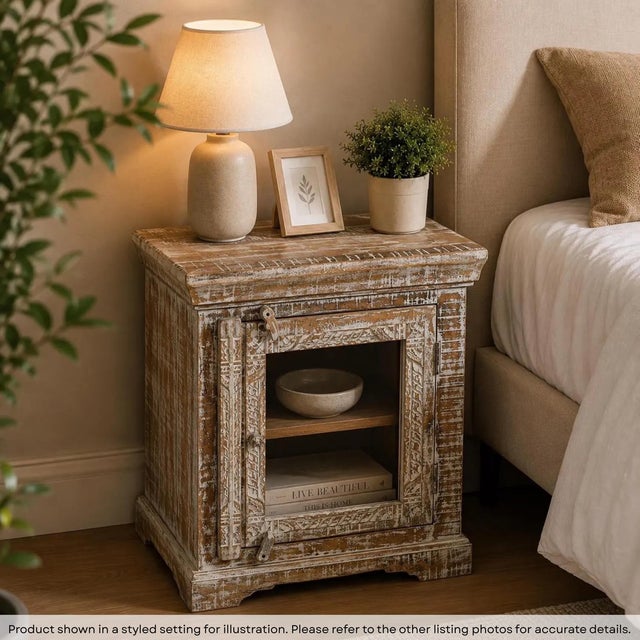Dimensions: 22" W x 18" D x 30" H Features: • Glass door nightstand • 100% solid wood construction • Handmade by skilled...