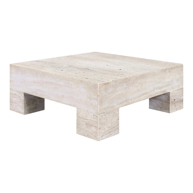 1970s Monumental Italian Travertine Coffee Table For Sale
