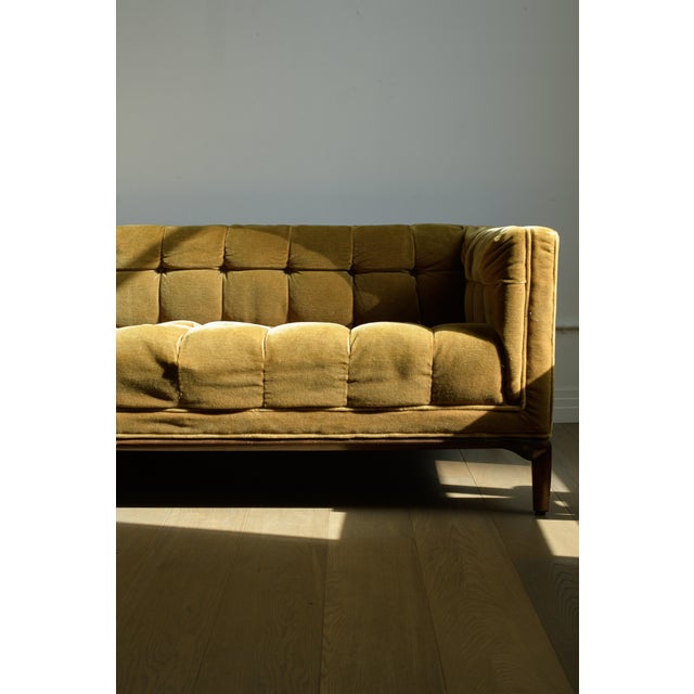 Gold Biscuit Tufted Sofa Attributed to Maurice Bailey, Burnt Gold Velvet, 1960s Design For Sale - Image 8 of 13