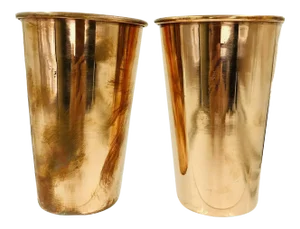 Mid Century 100% Pure Copper Beakers Set 2 Lot Vase Shot Glasses Beer Sake Vintage Metal Vintage - a Pair