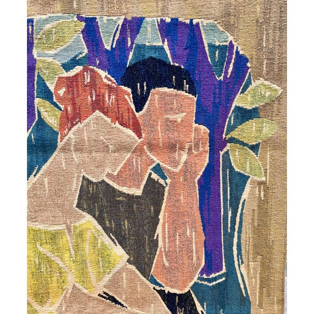 Mid-Century Modern Monumental Vintage Figurative Wool Tapestry For Sale - Image 3 of 12