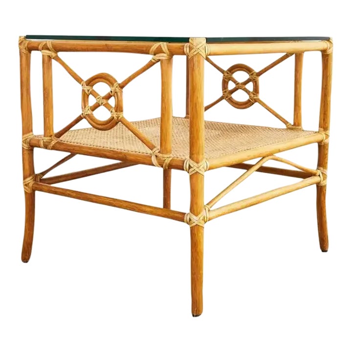 McGuire Rattan Target Design Cocktail or Occasional Table | Chairish