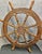 Well used and distressed but solid vintage ship's spoke wooden wheel with steel rims and hub, 8 turned spokes and handles...