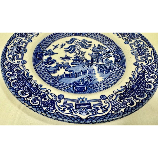 1970s Vintage Blue Old Willow Dessert Plate by English Ironstone Tableware, LTD - Made in Staffordshire, England - Circa 1970 For Sale - Image 5 of 11