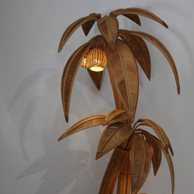 Palmtree Floor Lamp in Rattan For Sale - Image 6 of 18
