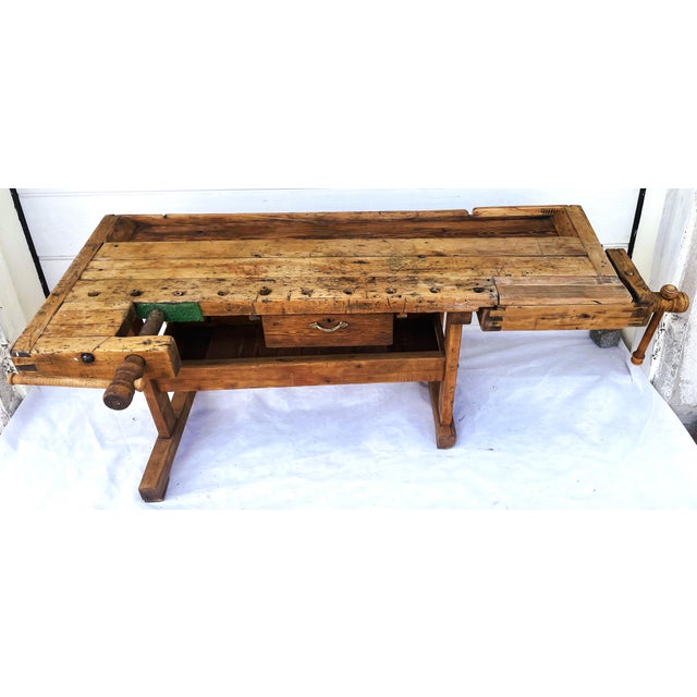 Carpenters Workbench with Drawer and Trough, 1900s For Sale - Image 3 of 18
