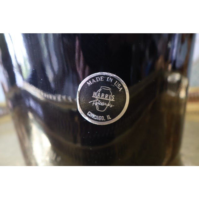 Late 20th Century Vintage Harris Potteries Chicago Black & Pewter Art Deco Revival Vase For Sale - Image 5 of 18
