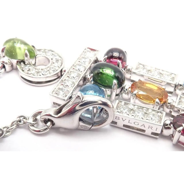 Silver 1990s Bulgari Allegra Diamond Color Stones White Gold Necklace For Sale - Image 8 of 10