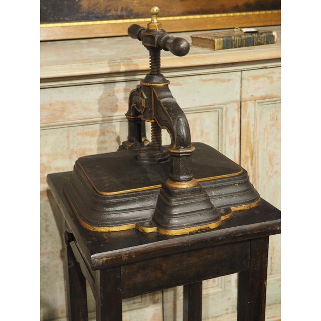 19th Century French Cast Iron Book Press on Wooden Stand For Sale - Image 17 of 18