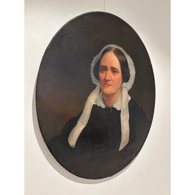Original 19th Century American Oval Oil Portrait Painting For Sale In San Diego - Image 6 of 12