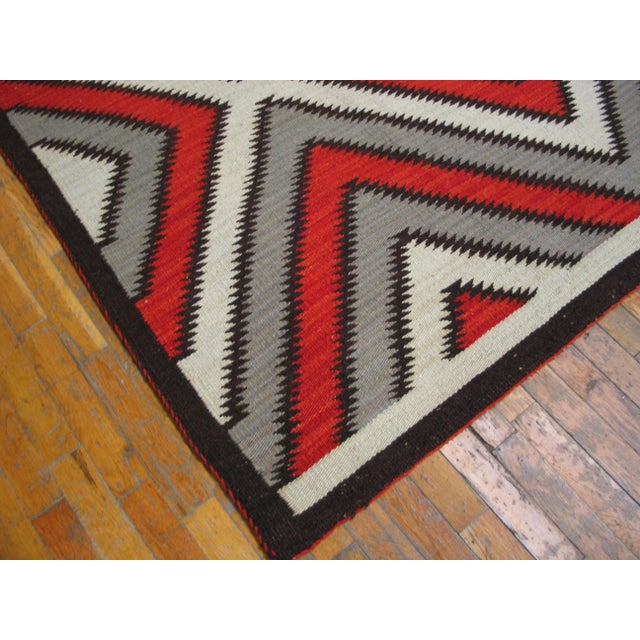 Early 21st Century 2000s Multicolor Diamond Modern Southwestern Rug 6'0" X 9'0" Flatwoven Wool Carpet For Sale - Image 5 of 5