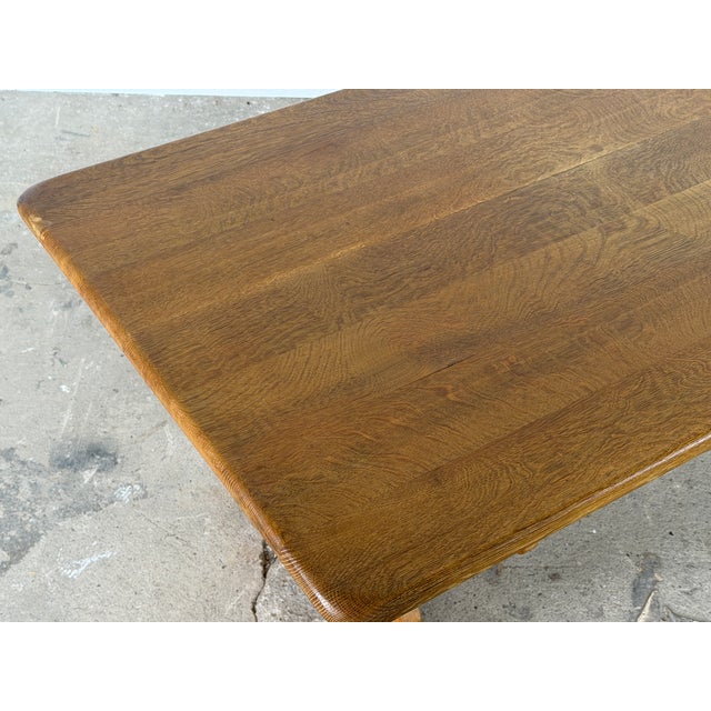 Danish Oak Extension Trestle Dining Table in the manner of Henning Kjærnulf For Sale - Image 10 of 14