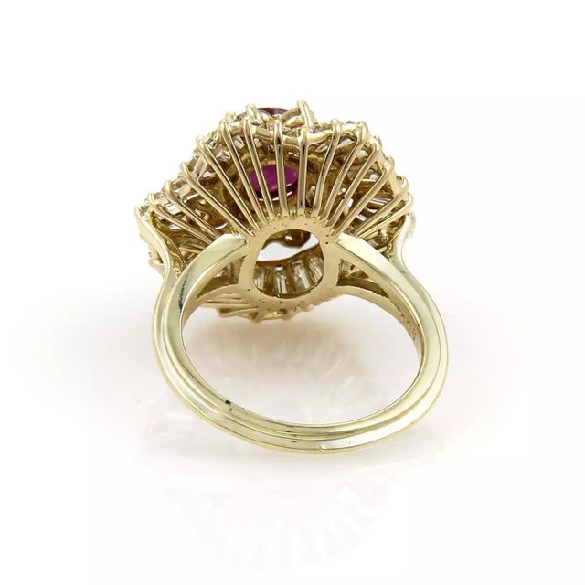 Contemporary Diamonds & Pink Sapphire 4.75ct 14k Gold Ballerina Cocktail Ring Size 6.75 For Sale - Image 3 of 4