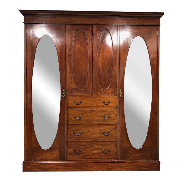 1930s English Inlaid Mahogany Formal Armoire Chairish