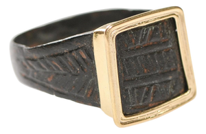 Byzantine Bronze Ring W 21k Square Accent, Size 8