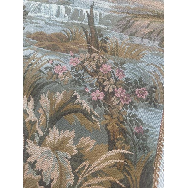 Vintage French Aubusson Style Jaquard Tapestry with Gallant Meeting Motif, 1970s For Sale - Image 12 of 18