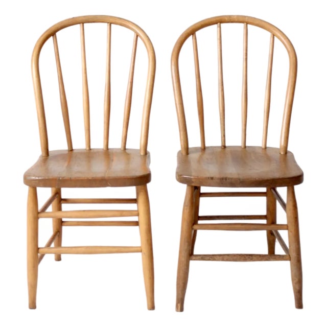 Pair Antique Farmhouse Windsor Dining Chairs For Sale