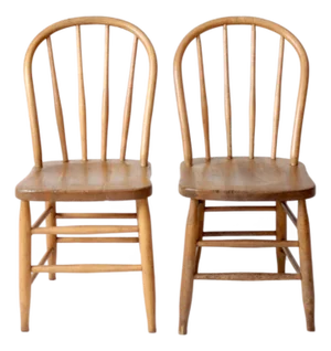 Pair Antique Farmhouse Windsor Dining Chairs