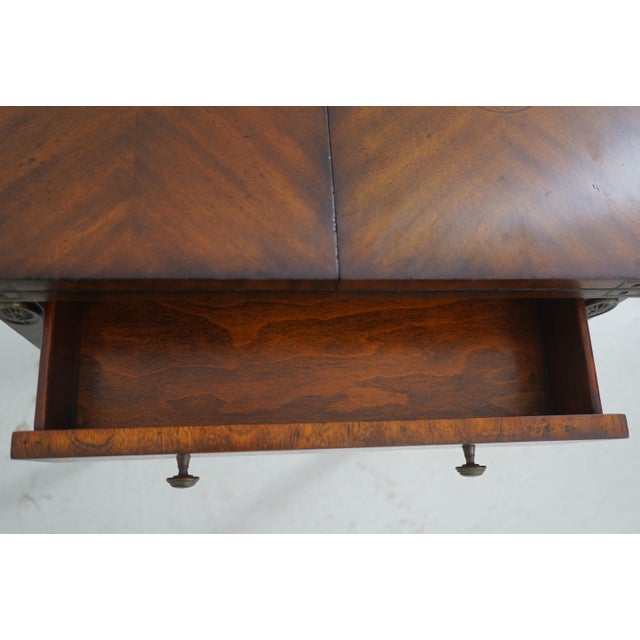 Wood Maitland-Smith Two-Drawer Mahogany and Leather Flip-Top Game Table For Sale - Image 7 of 18