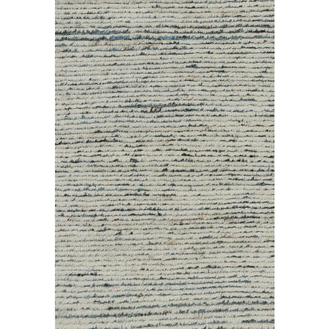 Contemporary Rug & Kilim’s Textural Kilim With White Textural Stripes and Blue Accents For Sale - Image 3 of 7