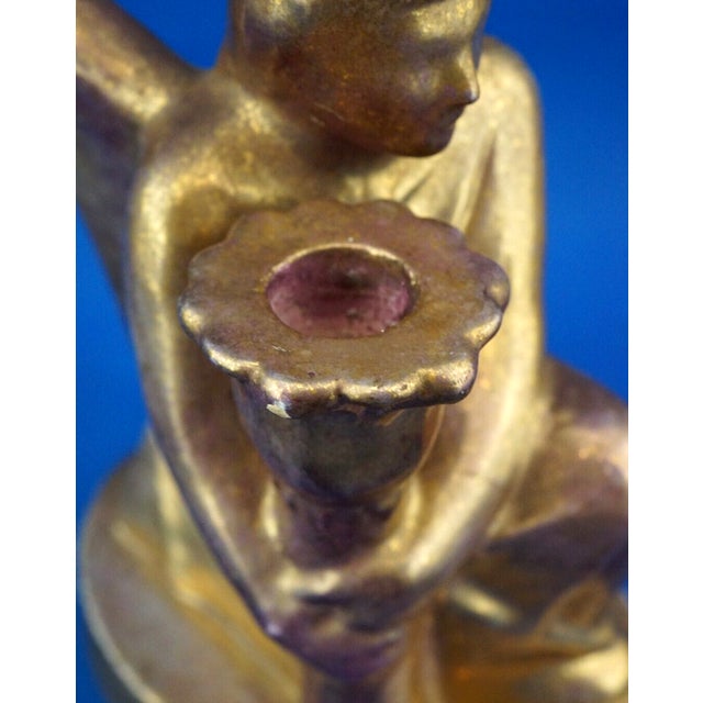 20th Century Candleholder Sculpture Angel in Gilded Terracotta by Carlo Sbisà, Italy, 1930s For Sale - Image 18 of 18