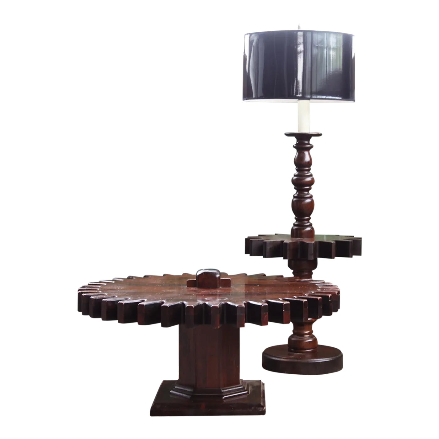 1970s Mid Century Modern Ethan Allen Cog Wheel Spinning Gear Sprocket