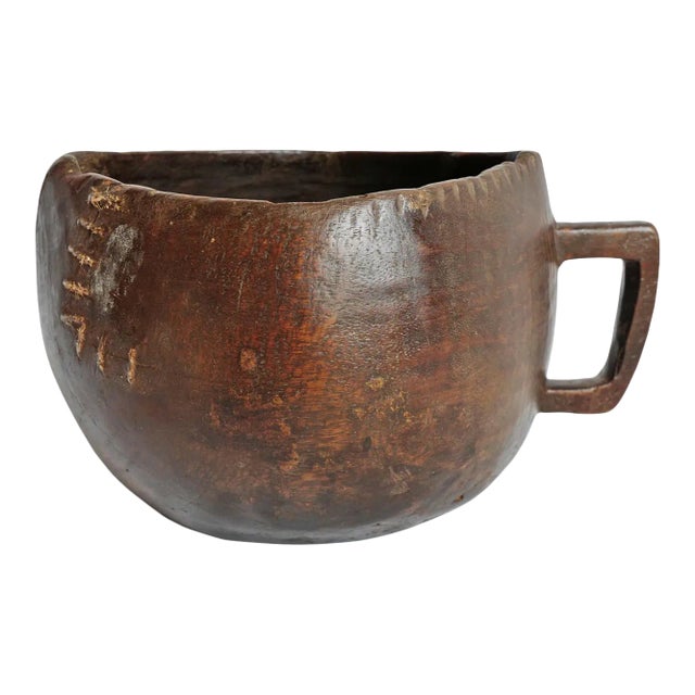 Vintage Village Rustic Tribal Wood Pitcher For Sale