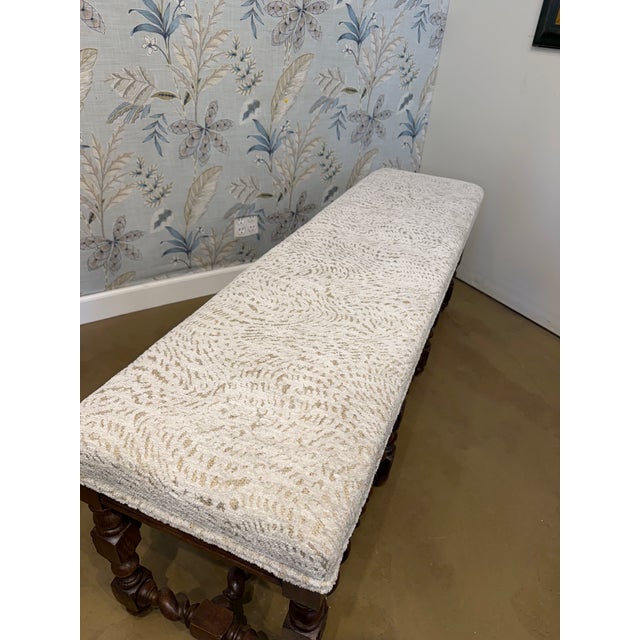 Wood Newly Upholstered English Bench For Sale - Image 7 of 8
