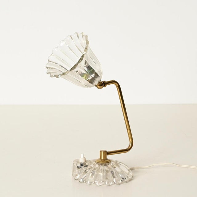 Bellflower Adjustabe Table Lamp in Murano Glass and Brass by Ercole Barovier, Italy, 1940s For Sale - Image 16 of 17