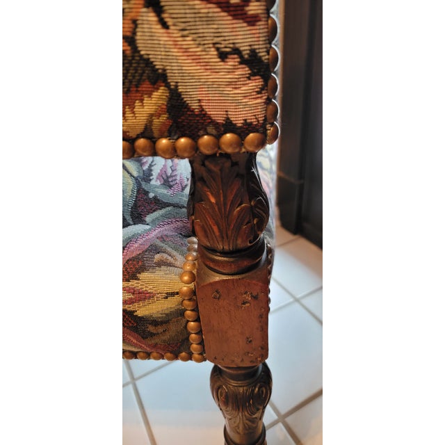 Vintage French Louis Philippe Style Armchairs With Carved Wood Arms and Legs - A Pair For Sale - Image 18 of 18