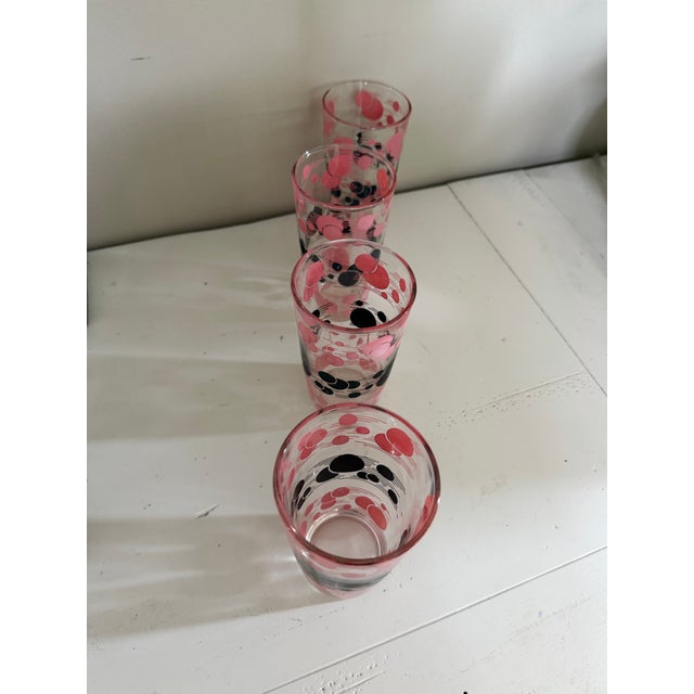 Pink Vintage 1950s Hazel-Atlas "Atomic" Tallboy Tumbler Glasses - Set of 4 For Sale - Image 8 of 11