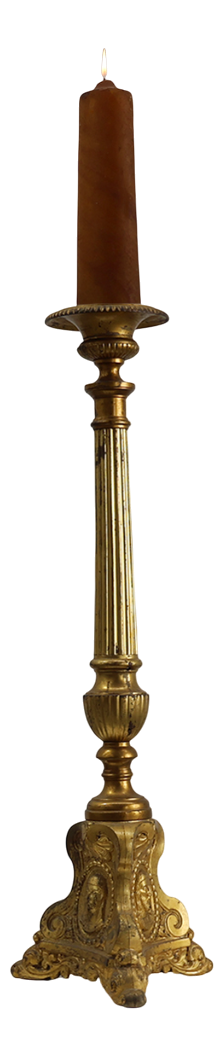 Large Provincial Copper Church Candlestick, France, 1900s