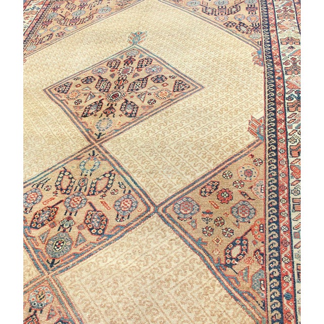 Early 20th Century Antique Persian Serab Gallery Runner With Camelhair Field and Geometric Motifs For Sale - Image 5 of 11