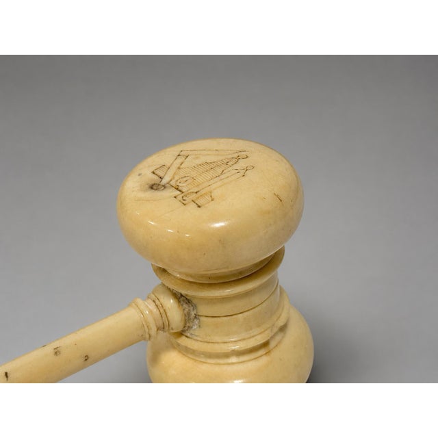 Late 19th Century Maritime-Engraved Masonic Ceremonial Gavel - Carved Organic Material, Circa 1880 For Sale - Image 5 of 9