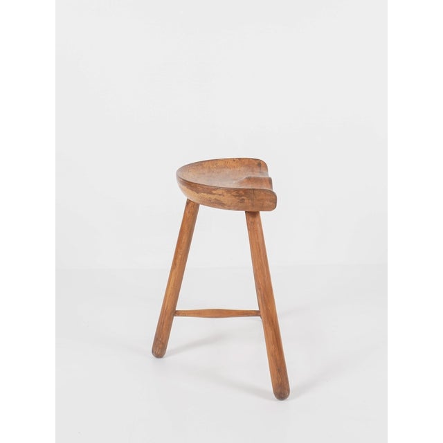 Mid-Century Modern Vintage Wooden Shoemaker Tripod Stool by Arne Hovmand-Olsen, 1950 For Sale - Image 3 of 13