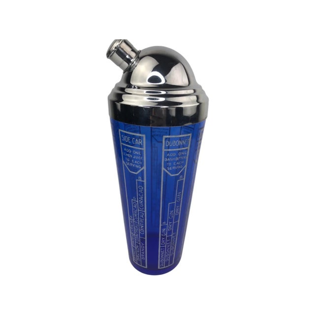 Art Deco Cobalt Blue Cocktail Shaker With Classic Recipes For Sale - Image 4 of 8