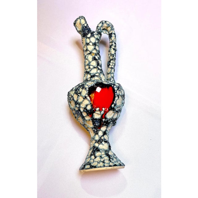 Vallauris Style Ceramic Pottery Glazed Turquoise & Black Vase, Mid-Century France For Sale - Image 6 of 7