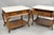 French Country Provincial Rectangle Travertine Marble Top Walnut End Table Pair For Sale - Image 10 of 12