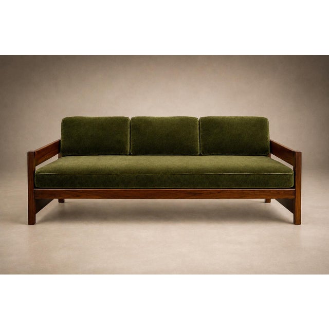 Brazilian Modern Two-in-One Rosewood Sofa & Daybed in Deep Olive Mohair, Celina For Sale - Image 10 of 18