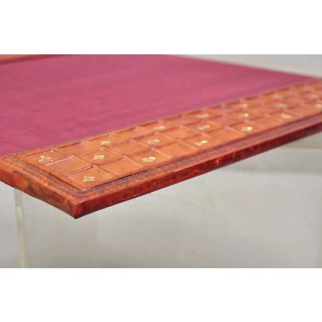 Vintage Italian Hollywood Regency Red Tooled Leather Gold Gilt 3 Pc Desk Set For Sale - Image 9 of 12