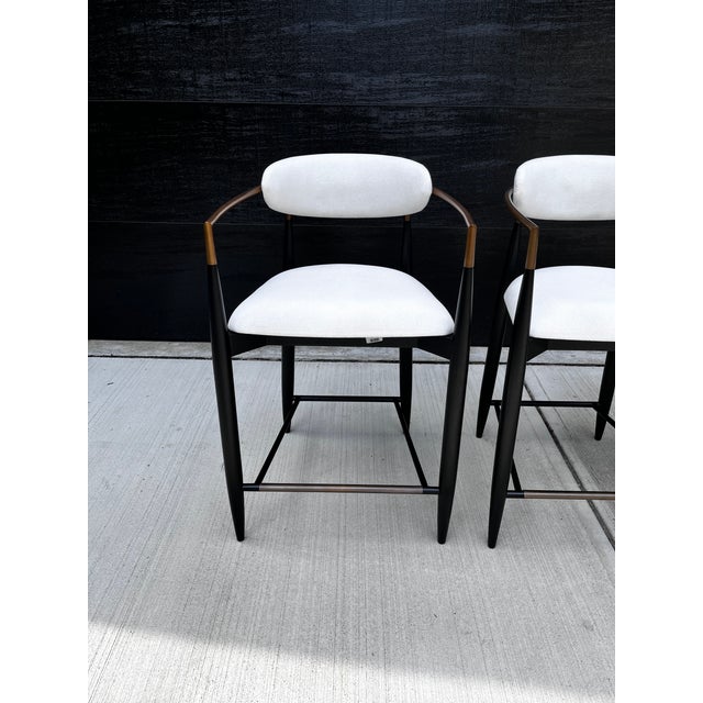 Arhaus Contemporary Jagger Wood & Brass Counter Stools Set of 3 Chairish