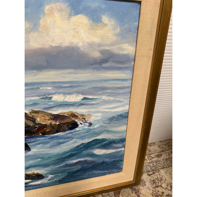 Blue Marian Carter Seascape Original Painting, Signed For Sale - Image 8 of 12