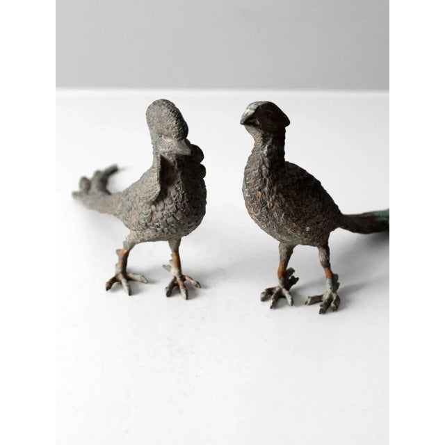 Metal Mid-Century Pheasant Figurines Pair For Sale - Image 7 of 11