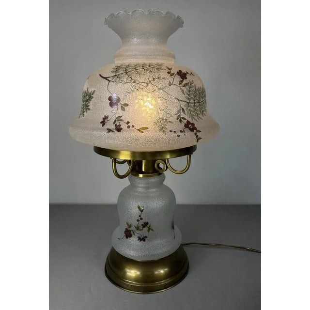 Vintage Spring Milk Glass Floral Table Lamp For Sale - Image 13 of 15