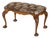 Antique English Burr Walnut Brown Leather Claw and Ball Window Seat Bench, 1880s For Sale