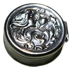 Antique Art Nouveau Sterling Silver Pill Box