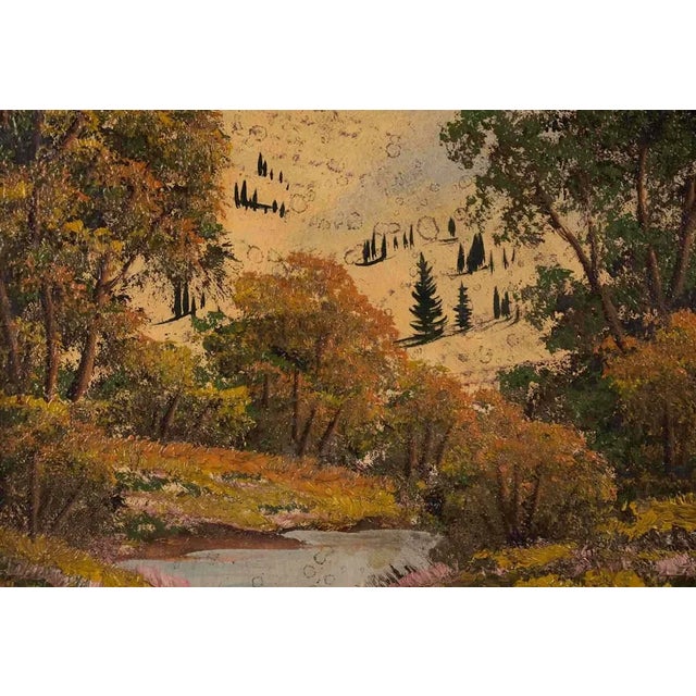 Mid 20th Century Signed Fall Landscape Oil Painting in Ornate Gilt Frame For Sale - Image 4 of 4