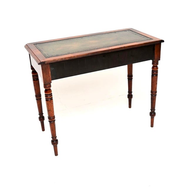 Early 19th Century Antique Early Victorian Leather Top Writing Table, 1830s For Sale - Image 5 of 11